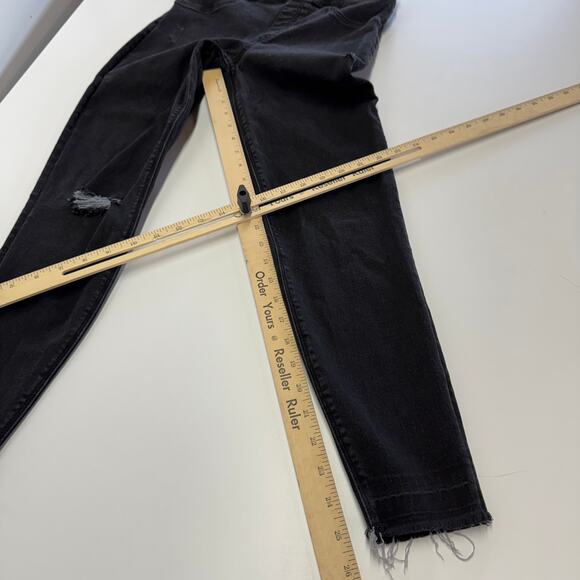 Spanx Jeans Womens Medium Black Denim Distressed Ankle Skinny Stretch - Picture 11 of 11